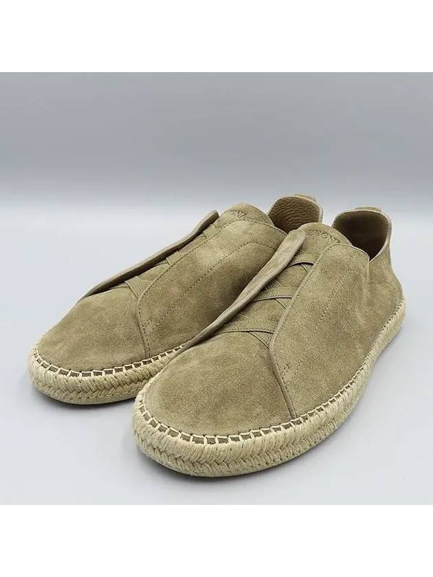 Zegna olive green suede triple stitch espadrilles size 11 - ERMENEGILDO ZEGNA - BALAAN 5