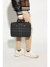 Check Print Leather Brief Case Charcoal - BURBERRY - BALAAN 3