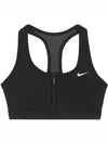 W Pad Sports Bra Swoosh Front Zipper DRI FIT FN2732 010 - NIKE - BALAAN 2