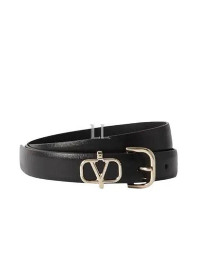 V Logo Leather Belt Black - VALENTINO - BALAAN 2