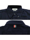 Men's Diagonal Solid Flannel Long Sleeve Shirt Navy - THOM BROWNE - BALAAN 4