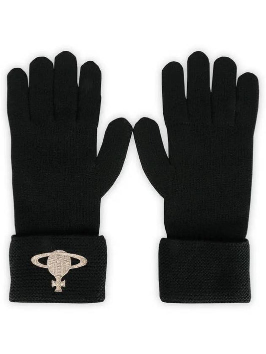 Logo Knit Gloves Black - VIVIENNE WESTWOOD - BALAAN 2