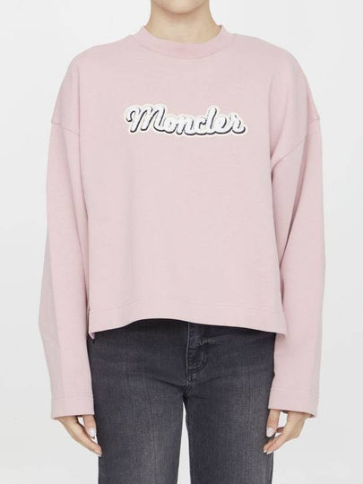 Women's Logo Cotton Sweatshirt Pink - MONCLER - BALAAN 2