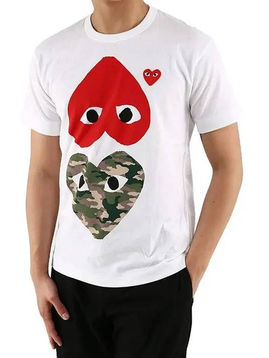 Comme des Gar ons Camo Double Heart Short Sleeve T shirt P1T242 P1T248 - COMME DES GARCONS PLAY - BALAAN 2