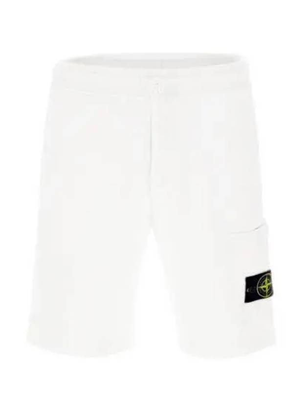 Cotton Fleece Cargo Bermuda Shorts White - STONE ISLAND - BALAAN 2