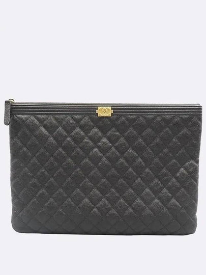 A84407 Black Color Caviar Skin Gold Metal Boy Large Clutch - CHANEL - BALAAN 2