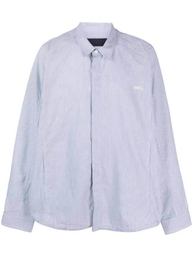 Embroidered Logo Striped Long Sleeve Shirt Sky Blue - JUUN.J - BALAAN 1