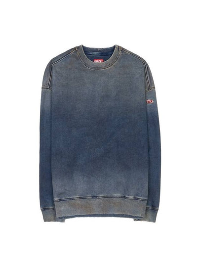 D Krib Ne Vintage Look Track Denim Sweatshirt Medium Blue - DIESEL - BALAAN 2