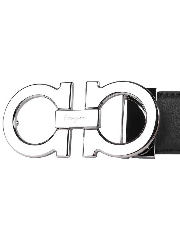 Reversible Gancini Leather Belt Black - SALVATORE FERRAGAMO - BALAAN 6