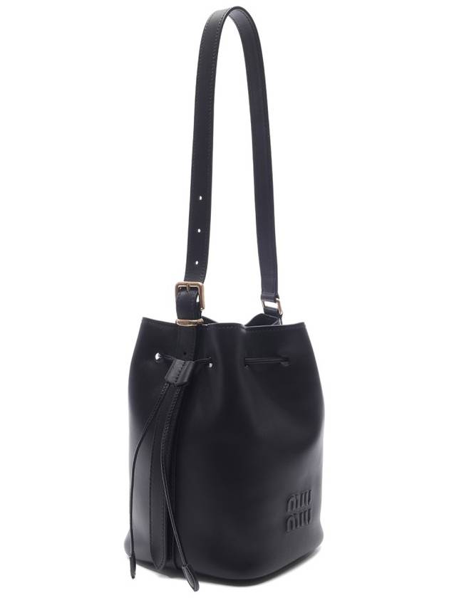 Logo Leather Bucket Bag Black - MIU MIU - BALAAN 4