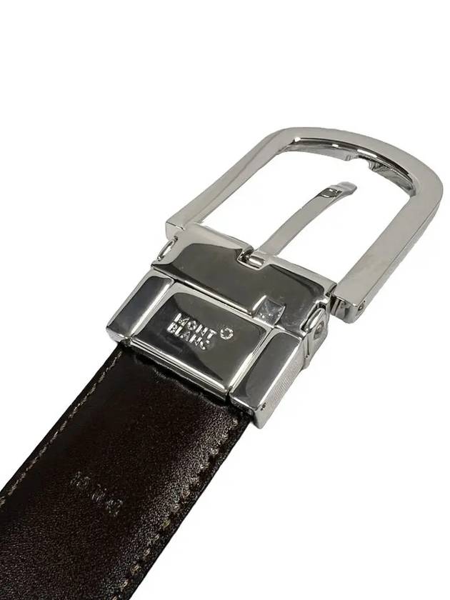 Round Buckle 30mm Reversible Leather Belt Black Brown - MONTBLANC - BALAAN 9