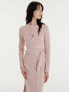 WRAP TOP SETUP RIBBED DRESS PINK - CLAIR DE SAGE - BALAAN 1