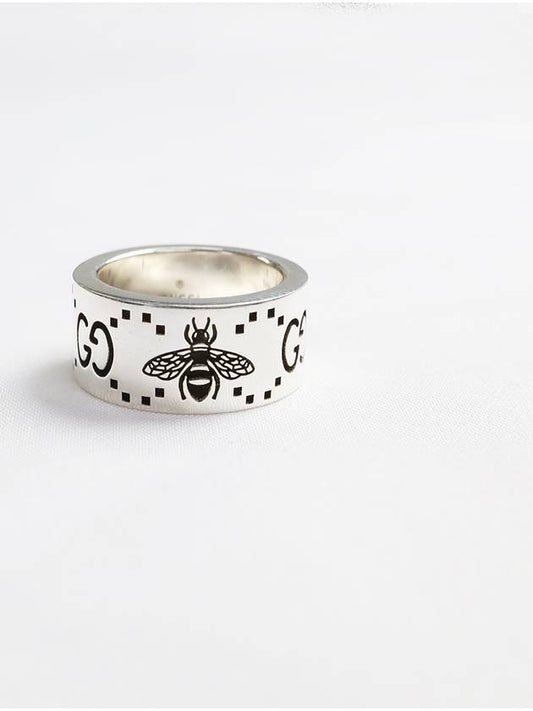 GG Bee Engraved Wide Ring YBC728304001 Silver - GUCCI - BALAAN