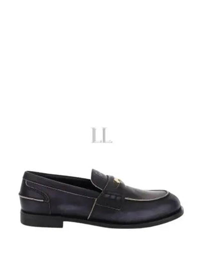 Vintage Effect Leather Penny Loafers Black - MIU MIU - BALAAN 2