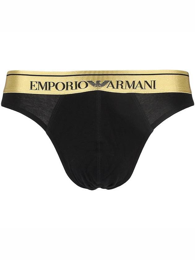 Men's Shiny Logo Band Stretch Cotton Triangle Briefs Black - EMPORIO ARMANI - BALAAN 1