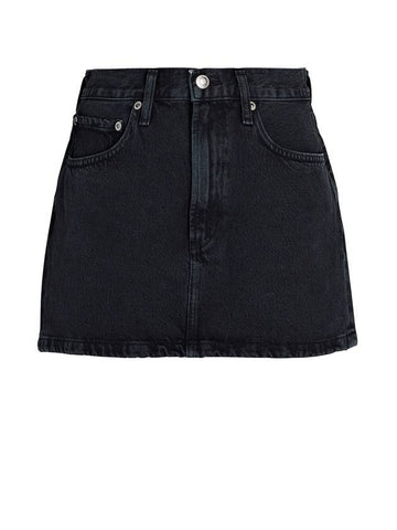 WoMen's Liv Denim Short H-Line Skirt Black - AGOLDE - BALAAN 1