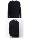 Embroidered Logo Crew Neck Lambswool Knit Top Navy - STONE ISLAND - BALAAN 6