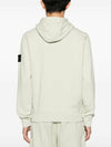 Logo Patch Cotton Fleece Hoodie Musk Green - STONE ISLAND - BALAAN 4