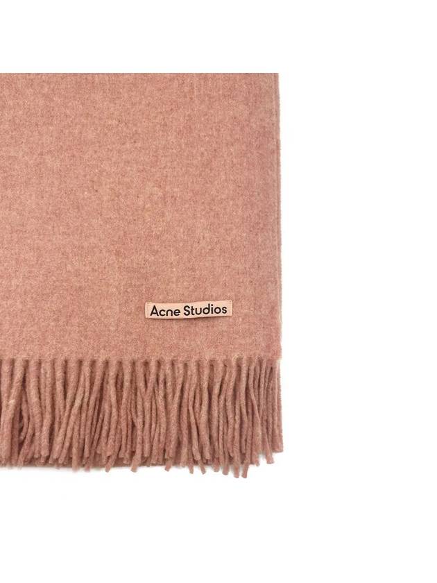 Logo Wool Fringe Scarf Rose Melange - ACNE STUDIOS - BALAAN 7