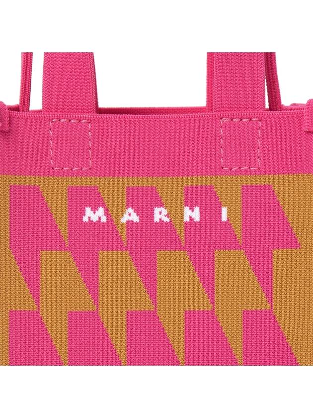 Houndstooth Pattern Small Tote Bag Rose - MARNI - BALAAN 9