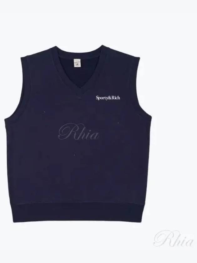 Sporty & Rich Vest Navy White VN841 Logo - SPORTY & RICH - BALAAN 1