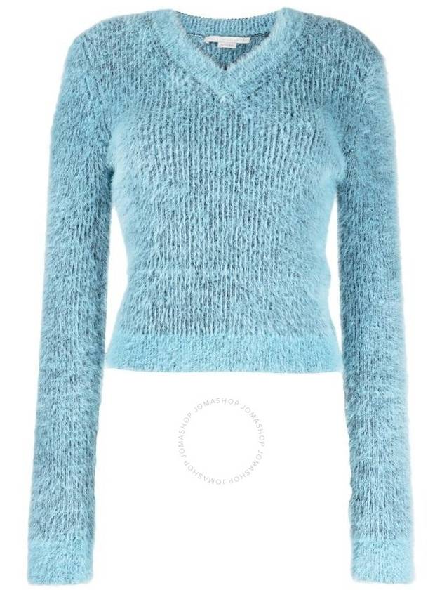 Stella McCartney Ladies Blue Brushed-Effect Ribbed-Knit Jumper, Size X-Small - STELLA MCCARTNEY - BALAAN 1