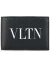 VLTN Logo Leather Half Wallet Black - VALENTINO - BALAAN 1