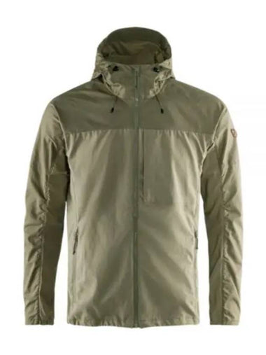 Men's Abisco Midsummer Hooded Zip-Up Jacket Savanna Light Olive - FJALL RAVEN - BALAAN 1