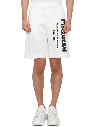 Men's Graffiti Logo Shorts White - ALEXANDER MCQUEEN - BALAAN 2