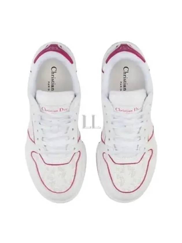 One Oblique Perforated Calfskin Low Top Sneakers White Fuchsia - DIOR - BALAAN 2