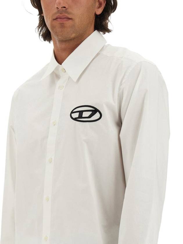 Cotton Shirt WITH OVALD Embroidered Logo A146340PCAL100 B0651186119 - DIESEL - BALAAN 5