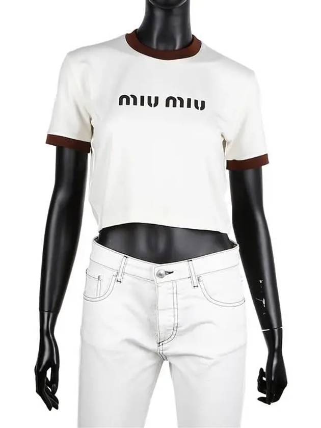 Logo Short Sleeve T-Shirt White - MIU MIU - BALAAN 2