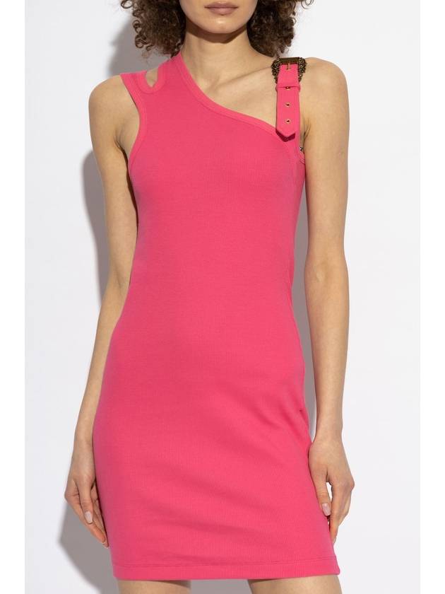 Versace Jeans Couture Ribbed Dress With Straps, Women's, Pink - VERSACE - BALAAN 3