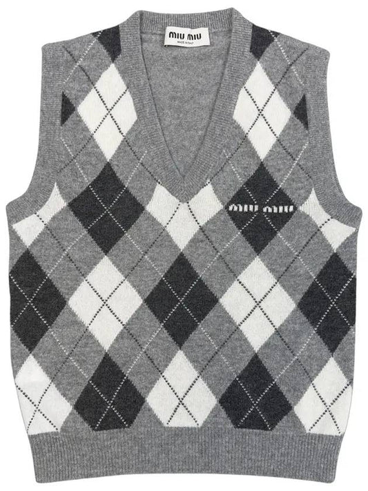 Cashmere Knit Vest Marble Grey - MIU MIU - BALAAN 1