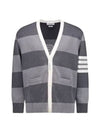 Pattern Intarsia Stripe Cardigan Grey - THOM BROWNE - BALAAN 2