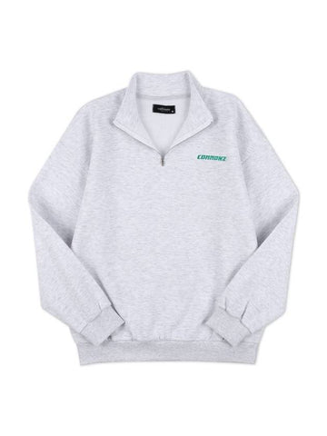 embroidery logo half zip-up sweatshirt white melange - COMMONZ - BALAAN 1