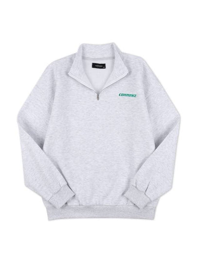 embroidery logo half zip-up sweatshirt white melange - COMMONZ - BALAAN 2