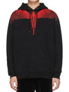 Red Wing Print Cotton Hoodie Black - MARCELO BURLON - BALAAN 2