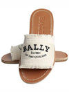 Embroidered Logo Bianca Flat Fabric Slippers Beige - BALLY - BALAAN 8