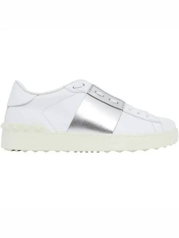 Men's Hidden Open Band Metallic Low Top Sneakers Silver - VALENTINO - BALAAN 1