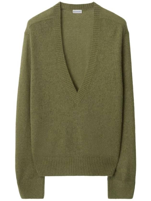 V-Neck Alpaca Wool Blend Knit Top Acre - BURBERRY - BALAAN 1