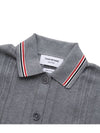 High Twist Cotton Stripe Polo Cardigan Grey - THOM BROWNE - BALAAN 4