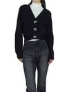 butterfly button alpaca wool cardigan black - GANNI - BALAAN 3