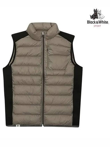 Men s Fall Jersey Color Matching Lightweight Down Vest 1012GXGG BEIGE - BLACK&WHITE - BALAAN 1