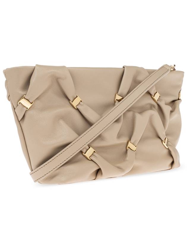 FERRAGAMO Leather Shoulder Bag With Appliqués, Women's, Beige - SALVATORE FERRAGAMO - BALAAN 4