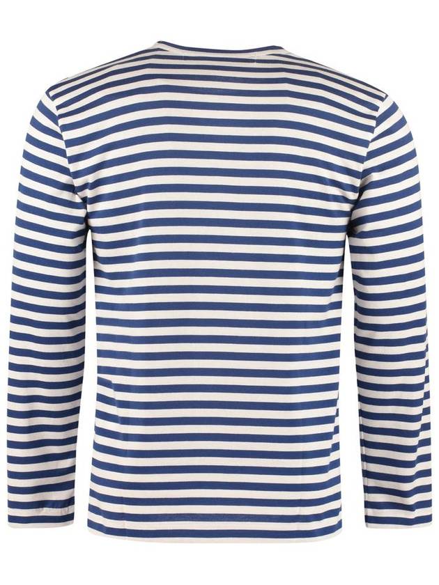 Red Heart Wappen Stripe Long Sleeve T-Shirt Blue - COMME DES GARCONS PLAY - BALAAN 3