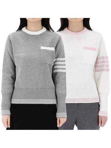 diagonal 4 bar pointel knit sweater 2 types FKA453A Y3017 - THOM BROWNE - BALAAN 1