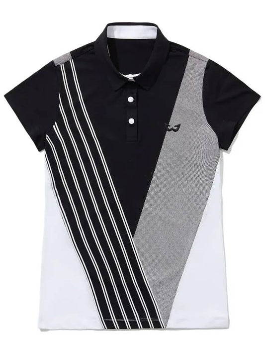 Golf Wear W Print Collar Short Sleeve Golf T-shirt WB21SUWT03BK Black - WHITEBALL - BALAAN 2