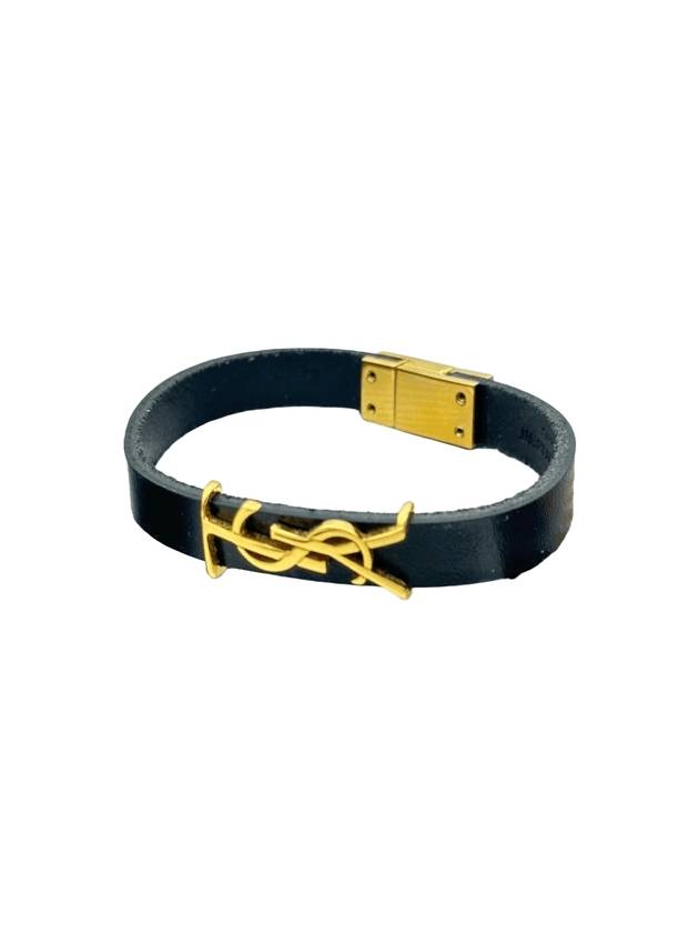 Leather Gold Opium Bracelet Black - SAINT LAURENT - BALAAN 1