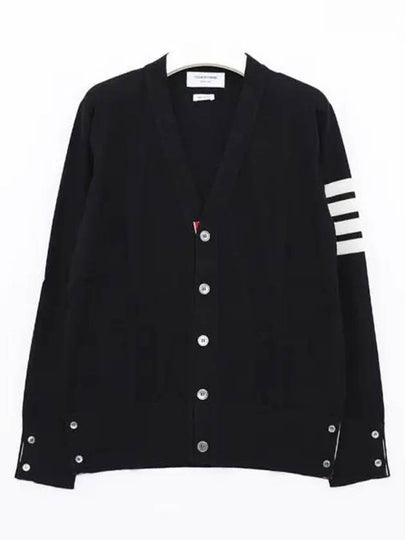 Men's Sustainable Classic Diagonal Wool Cardigan Navy - THOM BROWNE - BALAAN 2